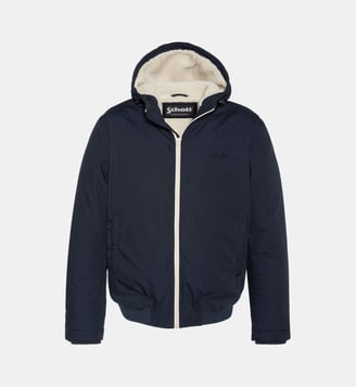 Blouson droit court Bluster2 à capuche - Schott - Bleu marine