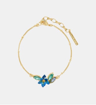 Bracelet fin Iris de Sibérie et cristaux facettés - Les Néréides - Bleu