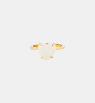 Bague solitaire pierre cœur La Diamantine blanc opalescent Les Néréides