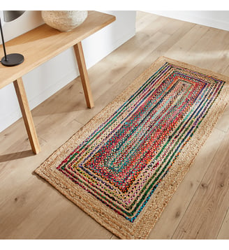 Tapis de couloir, fait main, en jute et coton recyclé - AM.PM - Multicolore