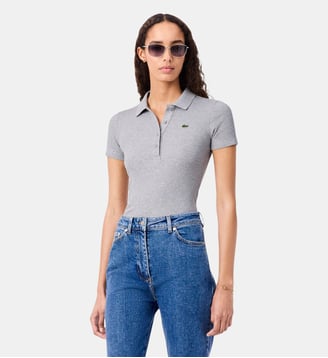 Polo L.12.D slim fit coton côtelé - Lacoste - Gris chine