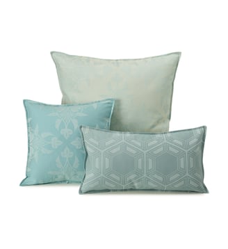 Housse de coussin Syracuse Acrylique - Le Jacquard Francais - Blanc et bleu