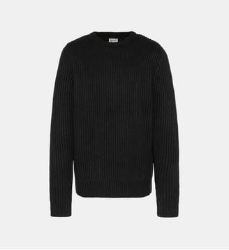 Pull col rond maille côtelé - Schott - Noir