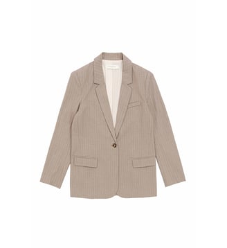 Veste col revers imprimé à rayures VADAL - La Petite Etoile - Beige et écru