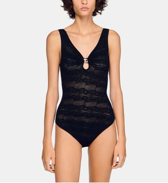 Body en maille à détail bijou - Sandro - Noir