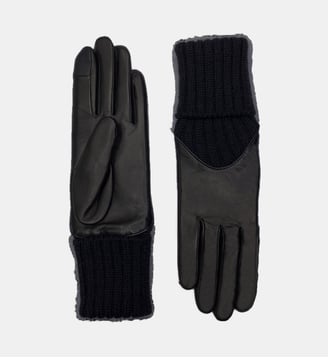 Gants Cécilia Femme Cuir Agneau Manchette Doublés Alpaga - Agnelle - Noir