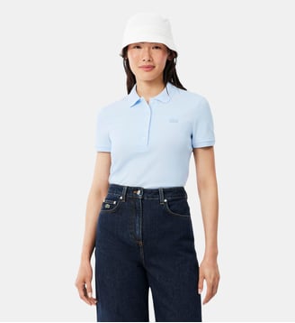 Polo L.12.D slim fit en mini piqué stretch - Lacoste - Bleu clair ruisseau