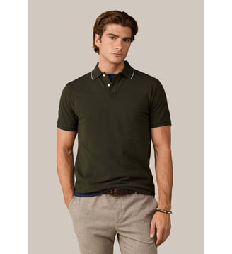 Polo Coupe Regular À Manches Courtes Avec Liseré - Hackett London - Hunter green
