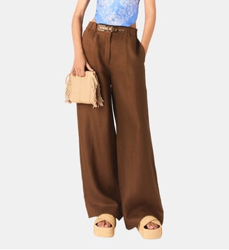 Pantalon en lin mélangé Maje
