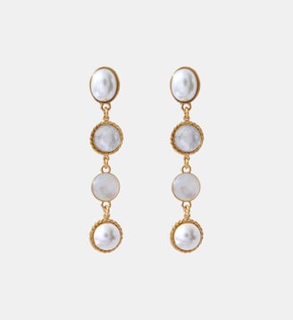 Boucles d'oreilles longues tiges percées   - Louise - Satellite - Blanc