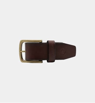 Ceinture cuir boucle vieil or - Serge Blanco - Marron