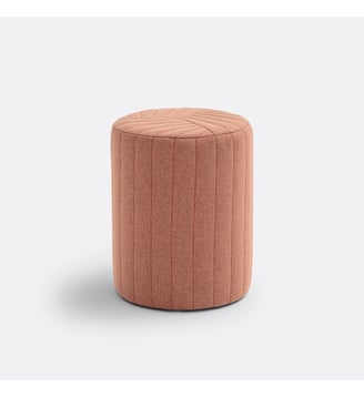 Pouf cylindrique surpiqué - La Redoute Interieurs - Bois de rose