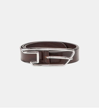 Ceinture en cuir ciré de 3 cm avec boucle D-logo - Diesel - Marron