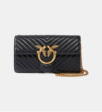 Portefeuille love bag one wallet chevron - Pinko - Noir et doré