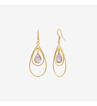 Boucles d'oreilles dorées améthyste - SELMA - Caroline Najman - Améthyste violet