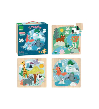 Coffret puzzles 3x16 pcs Animaux du monde - Vilac - Coloris unique