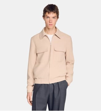 Blouson zippé effet gaufré - Sandro - Cappucino