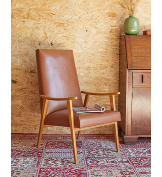 Fauteuil scandinave en bois Jakob N°1257- Produit chiné - Debongout - Marron