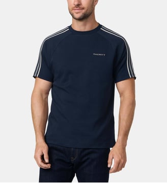 T-Shirt Coupe Regular À Manches Courtes Avec Bande - Hackett London - Bleu marine