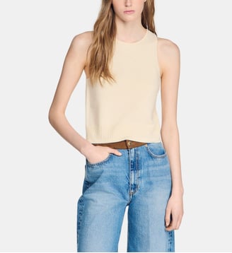 Pull sans manches - Sandro - Vanille