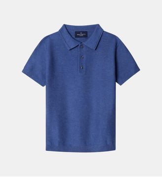 Polo En Maille Coton Nid D'abeille À Manches Courtes - Hackett London - Eton blue