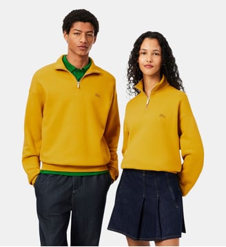 Sweatshirt col zippé molleton épais - Lacoste - Jaune