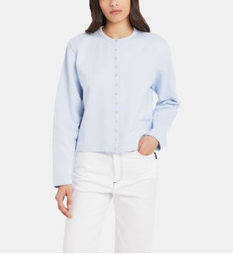 cardigan pression en molleton de coton - Agnès b. - Bleu sirene