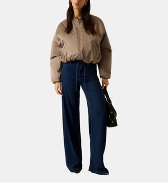 Blouson bomber en satin - Guess - Marron clair