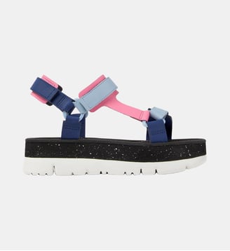 Sandales Oruga Up cuir - Camper - Bleu et rose
