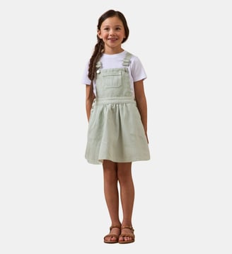 Robe salopette denim rayée - Cyrillus - Rayure verte