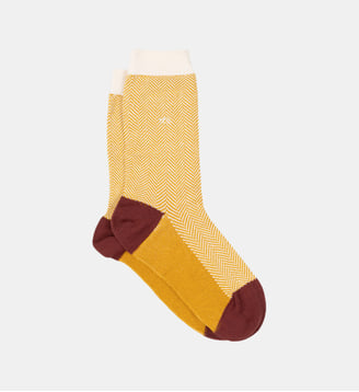 Chaussettes en coton peigné chevrons - Billybelt - Jaune et beige