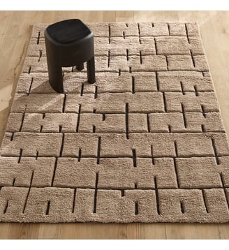 Tapis noué main, 93 % laine - AM.PM - Beige cendré