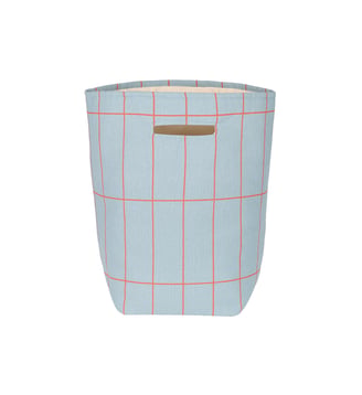 Grand panier de rangement Vibes - Nobodinoz - Grid bleue et rouge