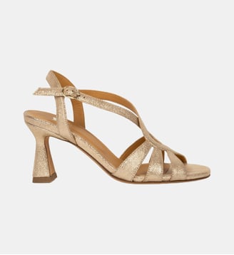 Sandales à Talon Nour Cuir Lamé - Bobbies - Champagne