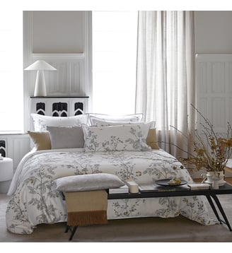 Housse de couette imprimée en satin de coton bio, SAISON - Alexandre Turpault - Noir et blanc
