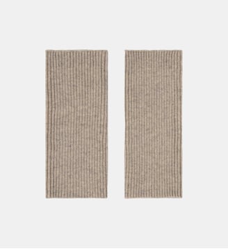 Mitaines courtes à côtes en cachemire  - Bompard - Beige foncé