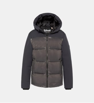 Blouson à capuche bi-matière enfant - Schott - Anthracite