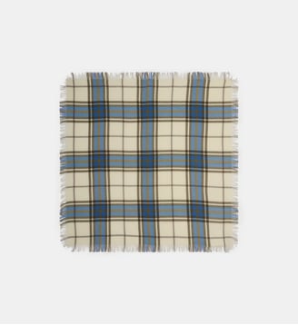 Mini carré Swann Tartan - Bompard - Naturel et bleu de delft