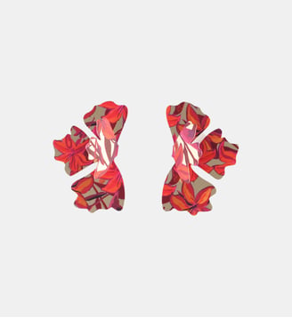 Boucles d'oreilles demi feuilles Balagane imprimé feuillage - Balaboosté - Bordeaux