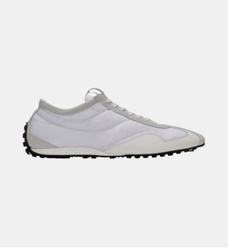Baskets Racing Low en nylon et cuir - Balmain - Blanc