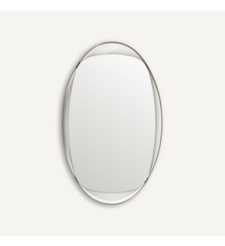 Miroir ovale en inox brossé, hauteur 76 cm - AM.PM - Champagne