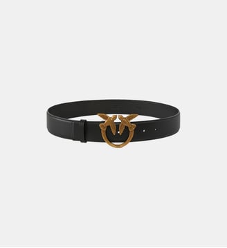 Ceinture large love birds en cuir - Pinko - Noir et doré