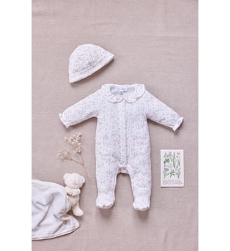 Pyjama -  coton imprimé fleuri - Tartine Et Chocolat - Écru