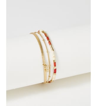 bracelet cuirs et chaines Appoline Metallic Gold & Bamboo - Flowers for Zoe - Doré