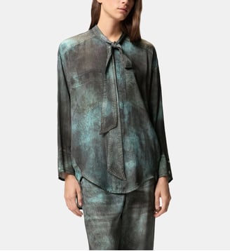 Chemisier à imprimé effet denim - Pinko - Gris vert