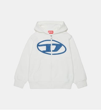 Sweat à capuche avec logo - Diesel Kids - Blanc cassé