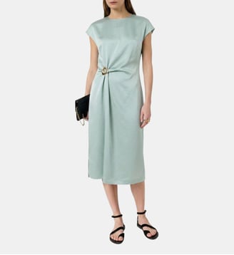Robe satinée drapée - RIALYA - Gerard Darel - Vert d'eau