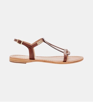 Sandales plates en cuir à brides HAMESS - Les Tropeziennes par M. Belarbi - Marron