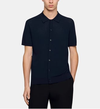 Chemise effet ajouré - Sandro - Marine