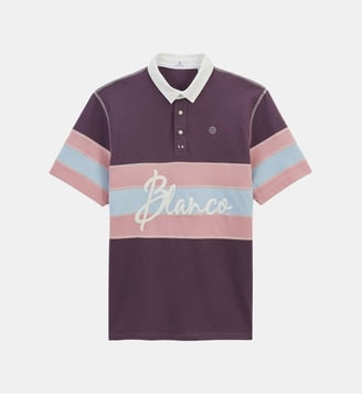 Polo manches courtes en jersey de coton coutures overlock - Serge Blanco - Violet